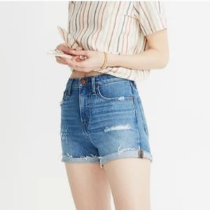 Madewell High Rise Denim Jean Distressed Shorts 32
